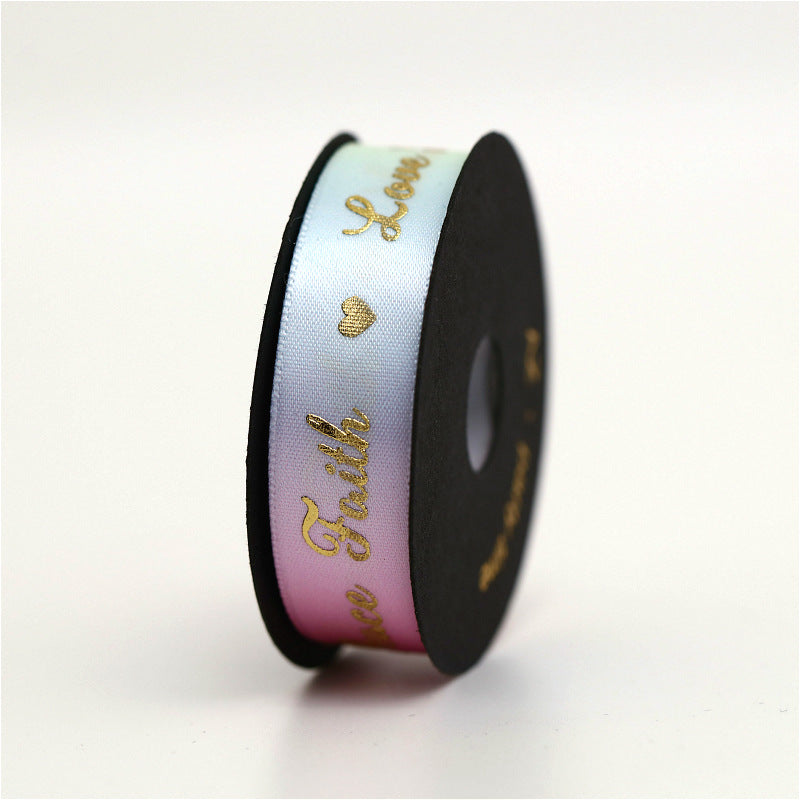 Gradient Gold Foil Text Ribbon – 1.5 cm x 5 yd x 6 rolls
