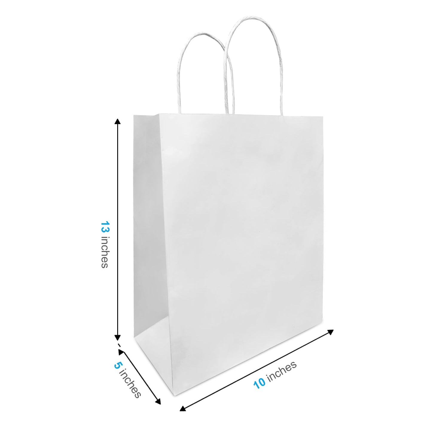 1053W | 250pcs Debbie 10x5x13 inches White Paper Bags Twisted Handles – main