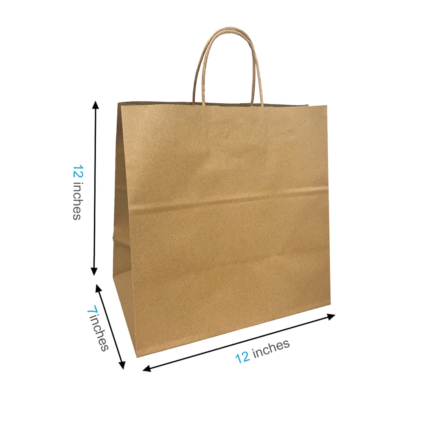 1272B | 250pcs Pluto 12x7x12 inches Kraft Paper Bag with Twisted Handles, $0.42/pc – main
