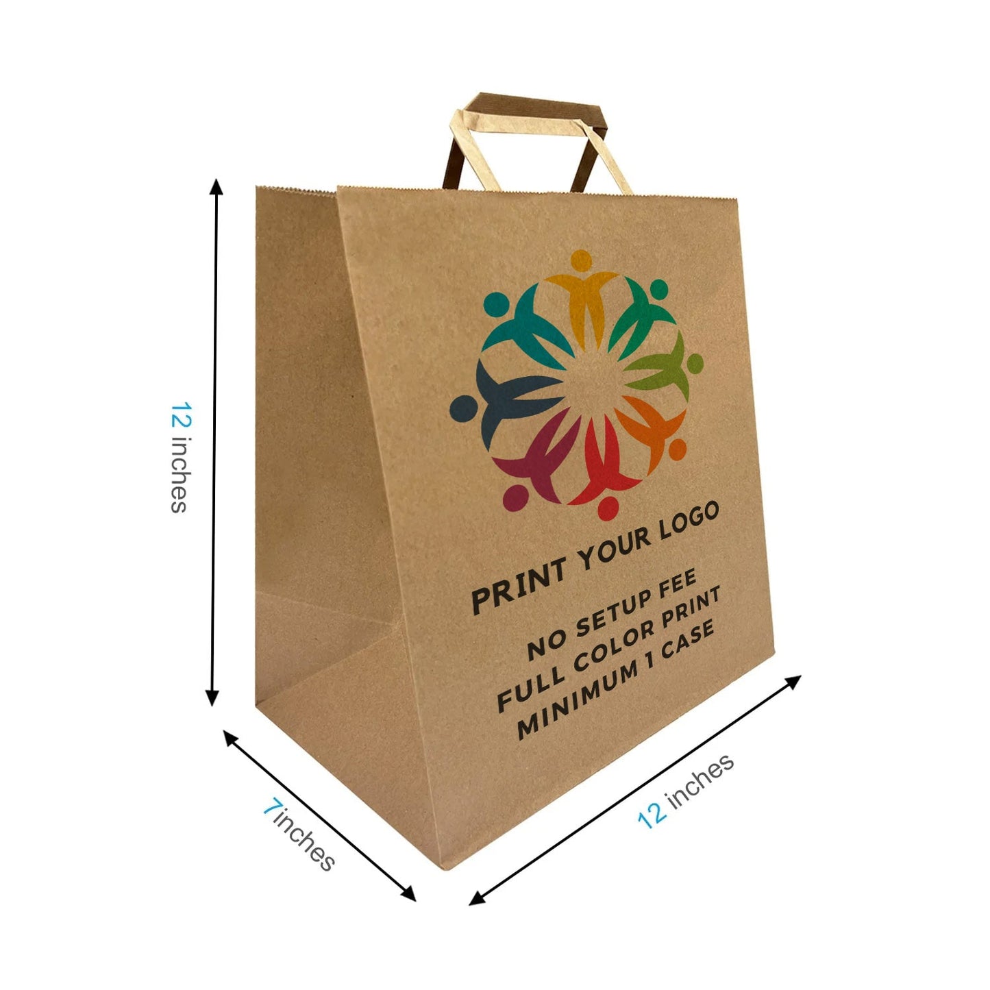 Pluto 12x7x12 inches Kraft Paper Bags Flat Handles – main