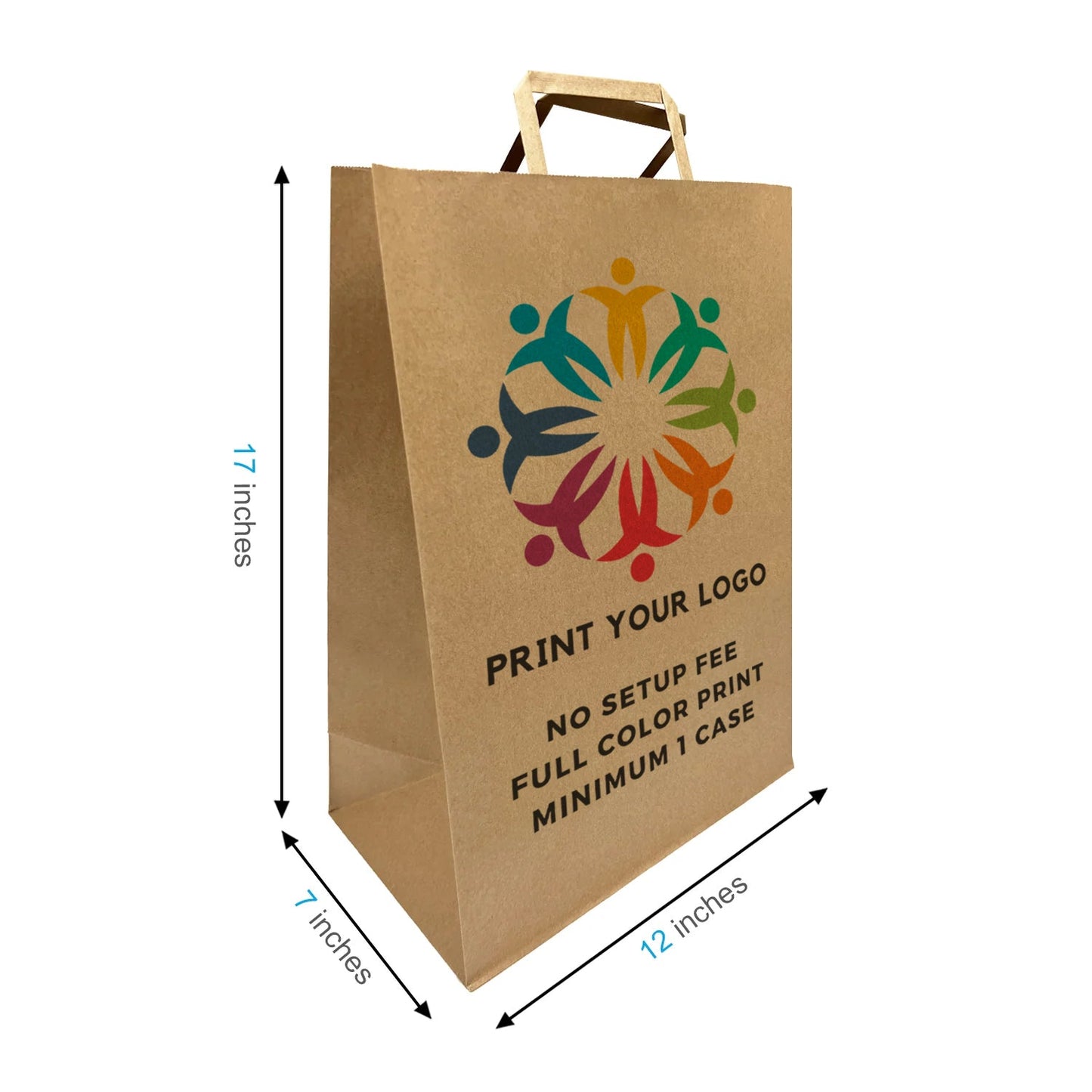Simba 12x7x17 inches Kraft Paper Bag Flat Handles, Full Color Custom Print, Printed in Canada – main