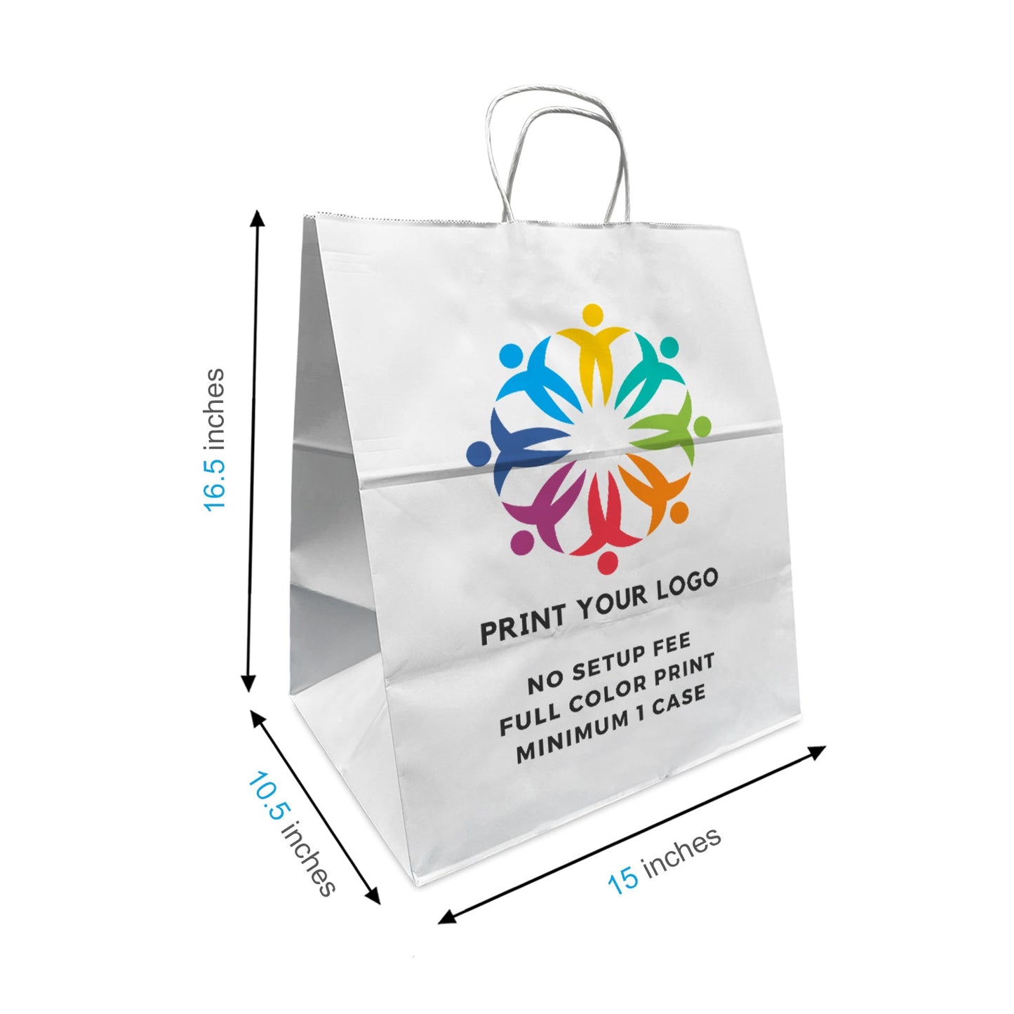 Dumbo 15x10.5x16.5 inches White Paper Bags Twisted Handles, Full Color Print, Printed in Canada – main