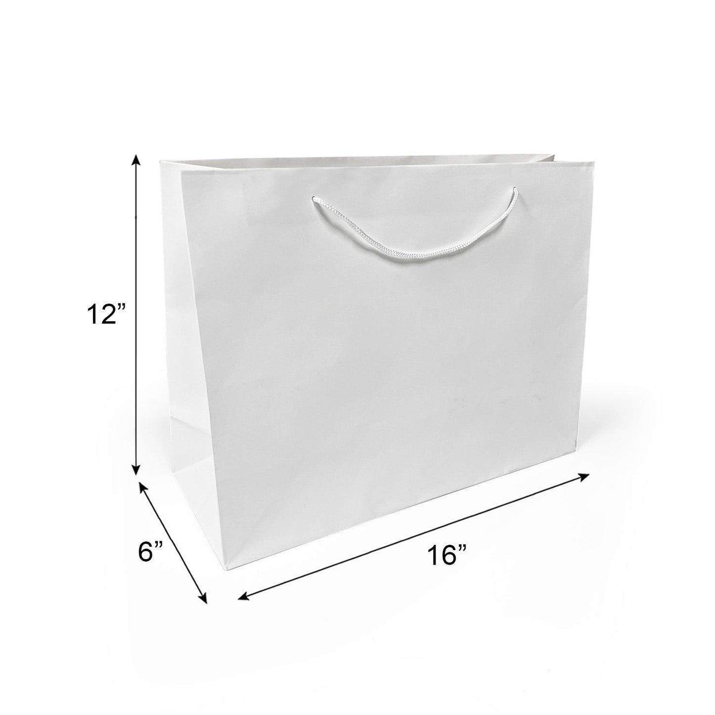 150pcs Euro Tote Paper Bags Vogue 16x6x12 inches White Paper Bags Rope Handles – main