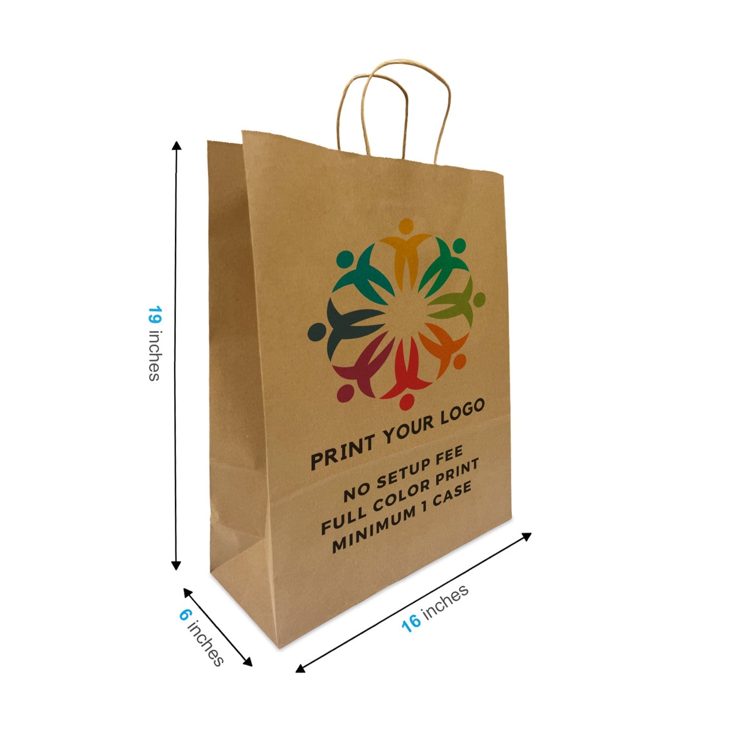 Queen 16x6x19.25 inches Kraft Paper Bags Twist Handles – main