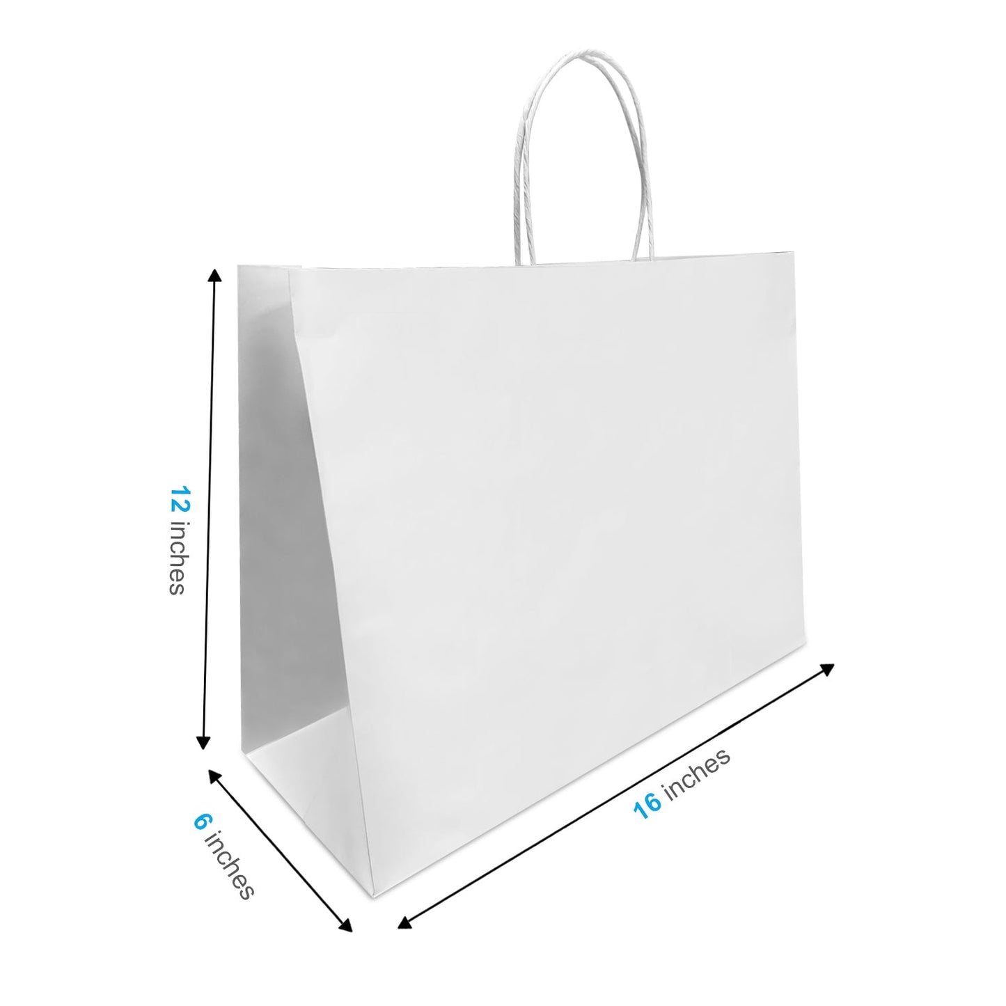 1662W | 250pcs Vogue 16x6x12 inches White Paper Bags Twisted Handles – main