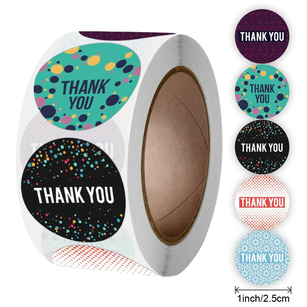 2.5cm Geometric Thank You Stickers – 500pcs Roll