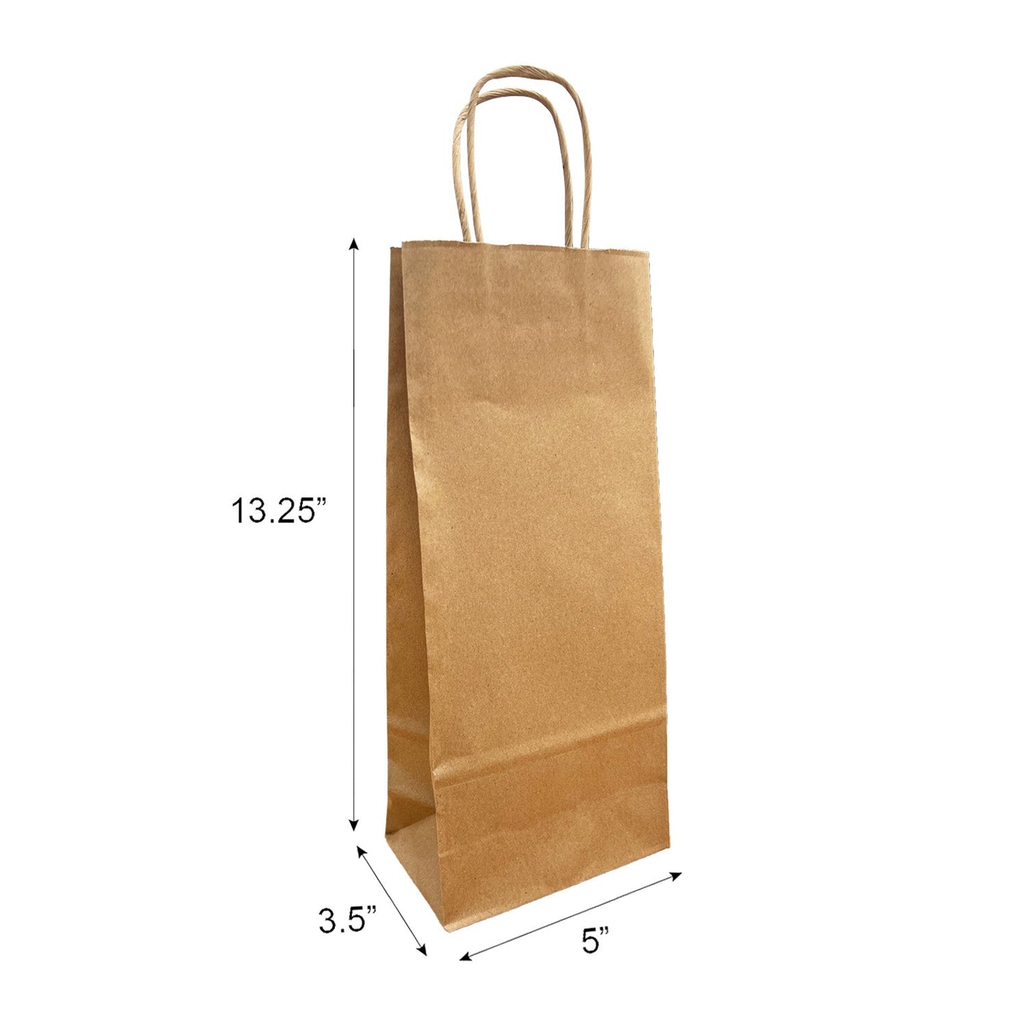 5313B | 250pcs Wine 5x3.5x13.25 inches Kraft Paper Bags Twisted Handles – main