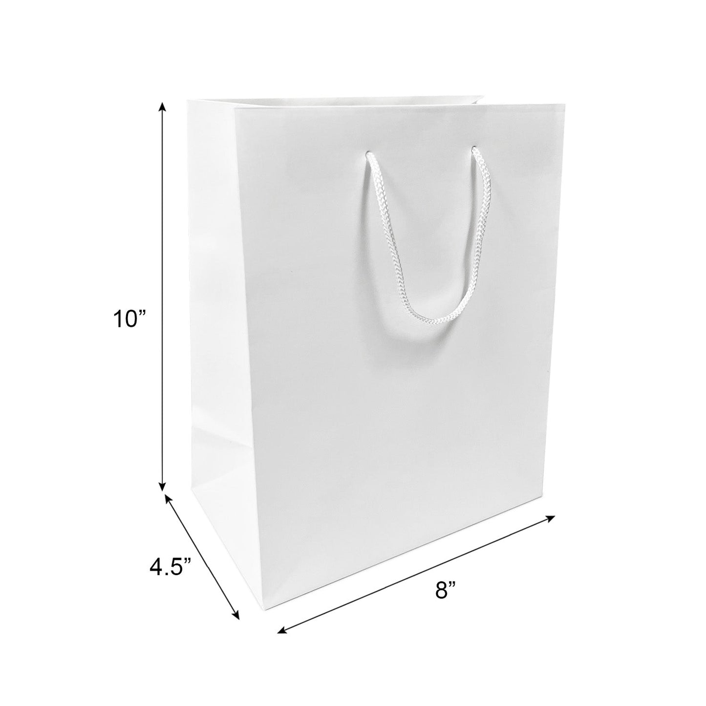 H8450W | 150pcs Euro Tote Paper Bags Cub 8.5x4.75x10.25 inches White Paper Bags Rope Handles β main