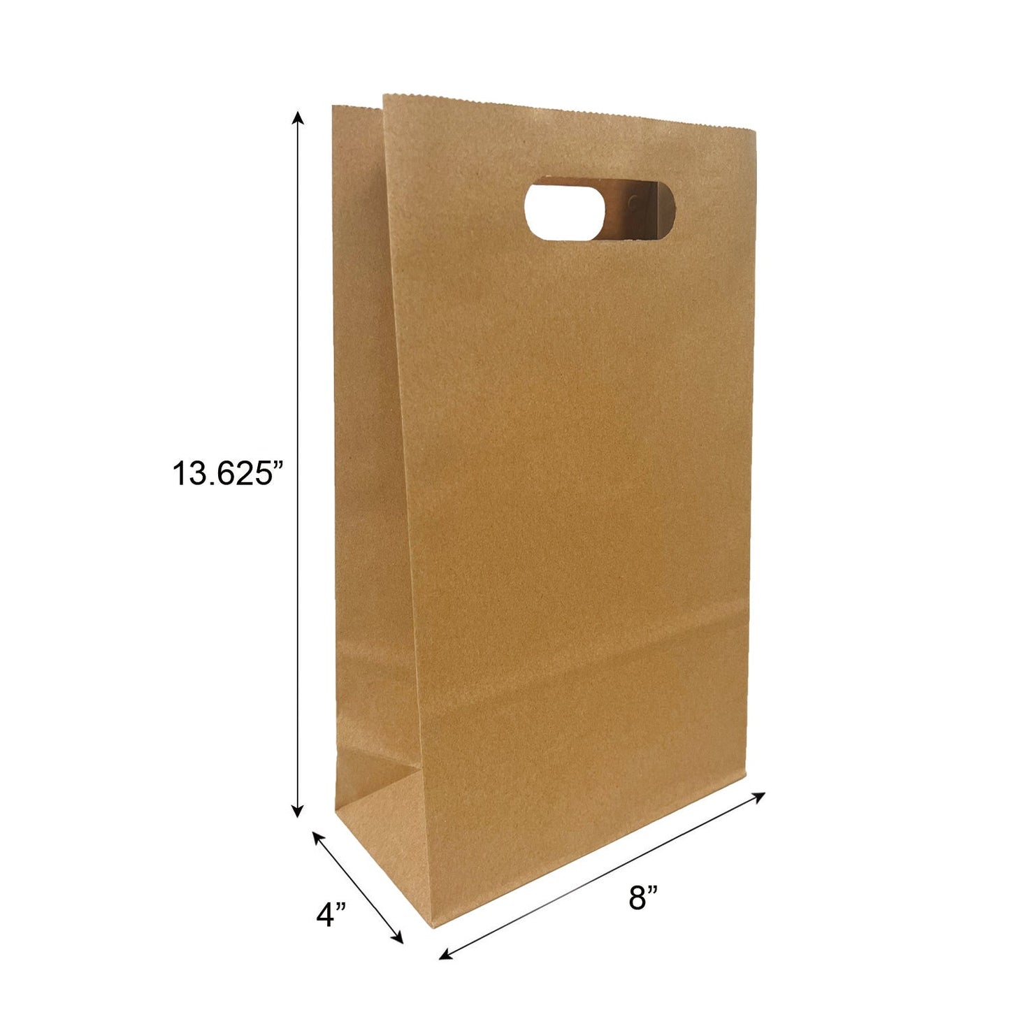 8043DB | 250pcs Pub 8x4x13.625 inches Kraft Paper Bags Die Cut Handles, 0.32/Pc – main