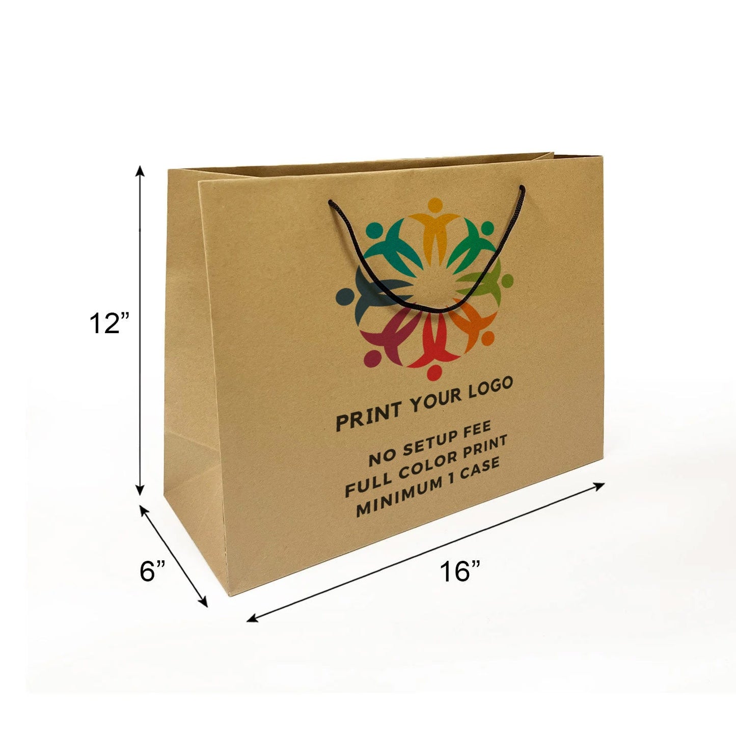 Euro Tote Bags Vogue 16x6x12 inches Kraft Paper Bags Rope Handles – main