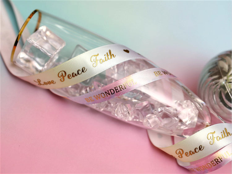 Gradient Gold Foil Text Ribbon – 1.5 cm x 5 yd x 6 rolls