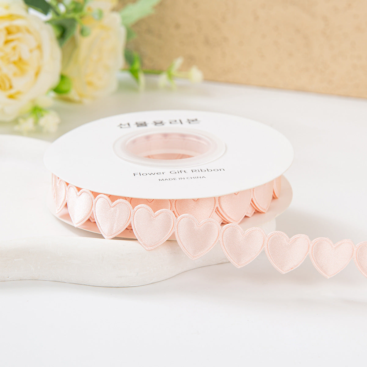 Heart‑to‑Heart Satin Ribbon – 1.5 cm x 10 yd x 6 rolls