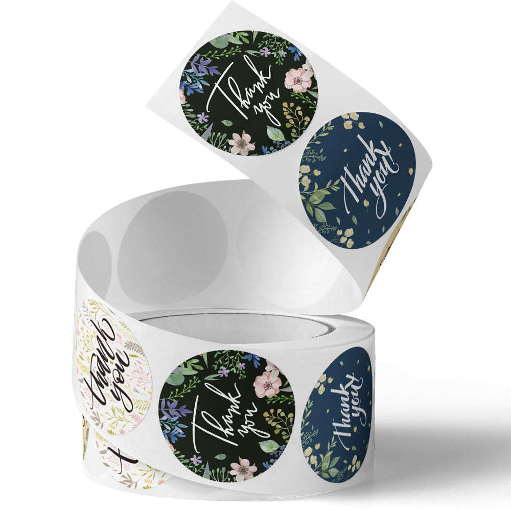 2.5cm Elegant Floral Thank You Stickers – 500pcs Roll