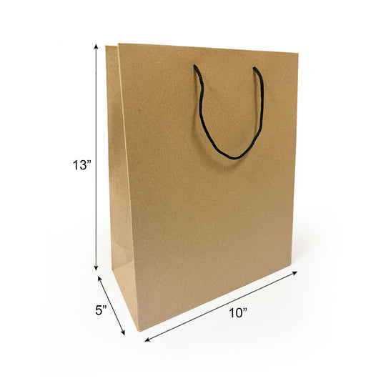 150pcs Euro Tote Paper Bags Debbie 10x5x13 inches Kraft Paper Bags Rope Handles – main
