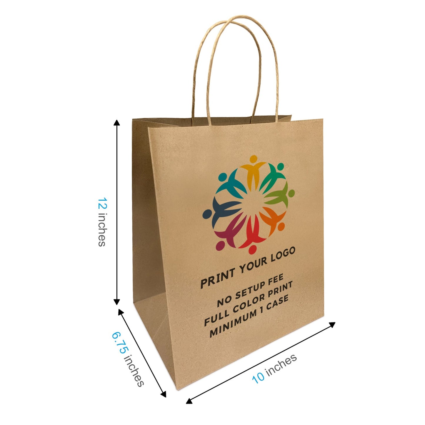 Bistro 10x6.75x12 inches Kraft Paper Bags Twist Handles, Full Color Custom Print, Printed in Canada – main