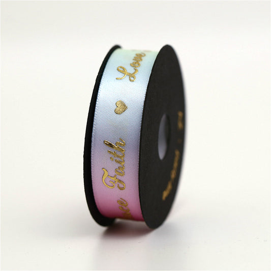 Gradient Gold Foil Text Ribbon – 1.5 cm x 5 yd x 6 rolls