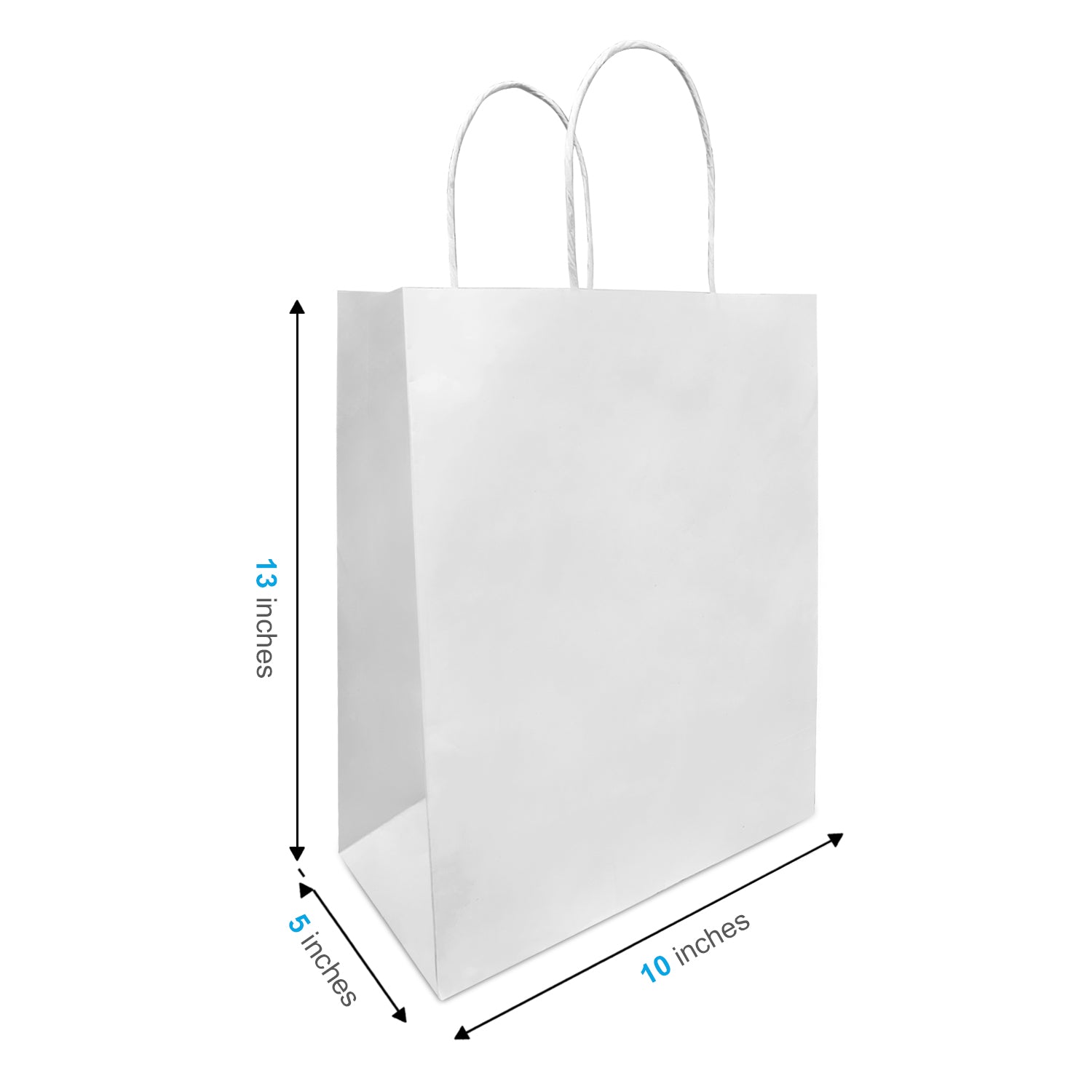 1053W | 250pcs Debbie 10x5x13 inches White Paper Bags Twisted Handles – main