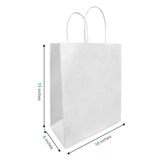 1053W | 250pcs Debbie 10x5x13 inches White Paper Bags Twisted Handles – main
