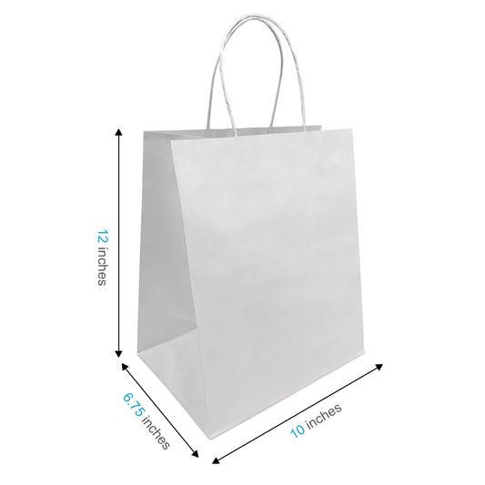 1072W | 250pcs Bistro 10x6.75x12 inches White Paper Bags Twisted Handles – main