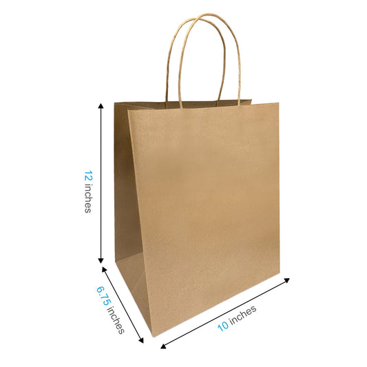 1072B | 250pcs Bistro 10x6.75x12 inches Kraft Paper Bags Twisted Handles – main