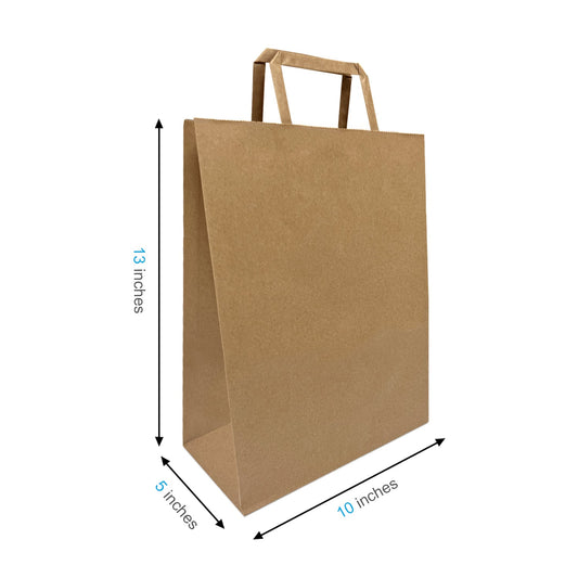 1053FB | 300pcs Debbie 10x5x13 inches Kraft Paper Bags Flat Handles – main