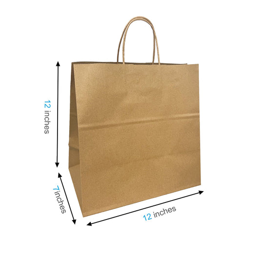 1272B | 250pcs Pluto 12x7x12 inches Kraft Paper Bag with Twisted Handles, $0.42/pc – main
