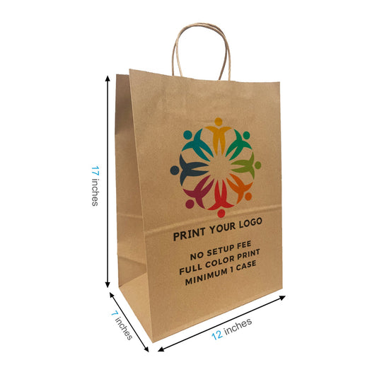 Simba 12x7x17 inches Kraft Paper Bag Twisted Handles, Full Color Custom Print, Printed in Canada – main