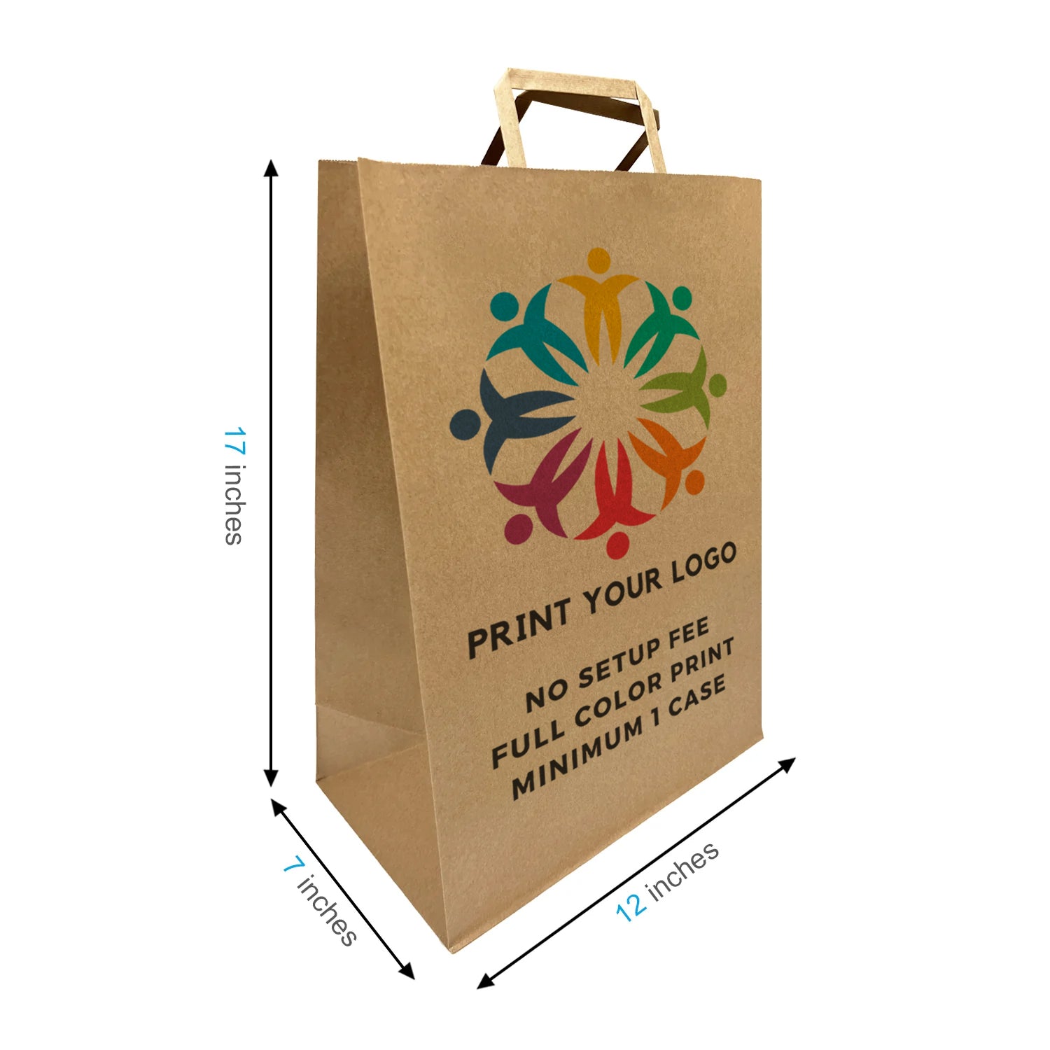 Simba 12x7x17 inches Kraft Paper Bag Flat Handles, Full Color Custom Print, Printed in Canada – main
