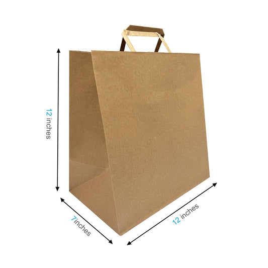 1272FB | 300pcs Pluto 12x7x12 inches Kraft Paper Bag with Flat Handles, $0.42/pc – main