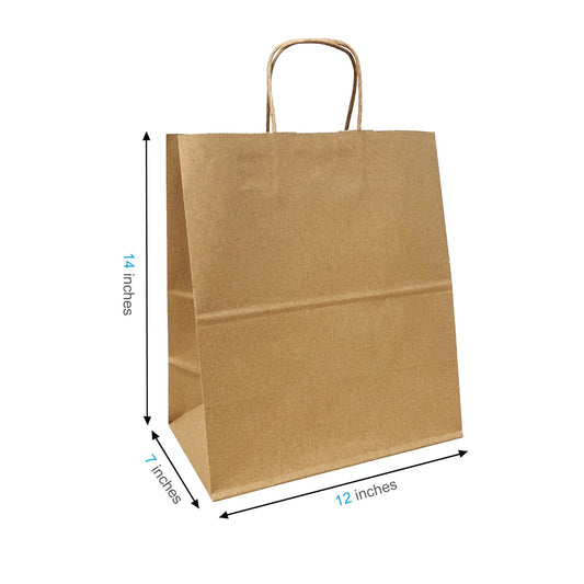 1274B | 250pcs Winnie 12x7x14 inches Kraft Paper Bag with Twisted Handles, $0.44/pc – main