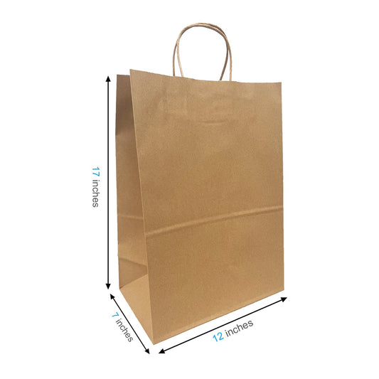 1277B | 250pcs Simba 12x7x17 inches Kraft Paper Bag with Twisted Handles, $0.48/pc – main