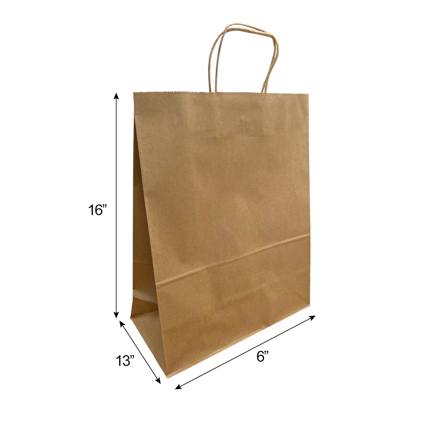 1366B | 250pcs Traveler 13x6x16 inches Kraft Paper Bags Twisted Handles – main