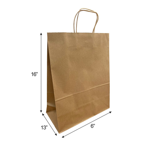 1366B | 250pcs Traveler 13x6x16 inches Kraft Paper Bags Twisted Handles – main