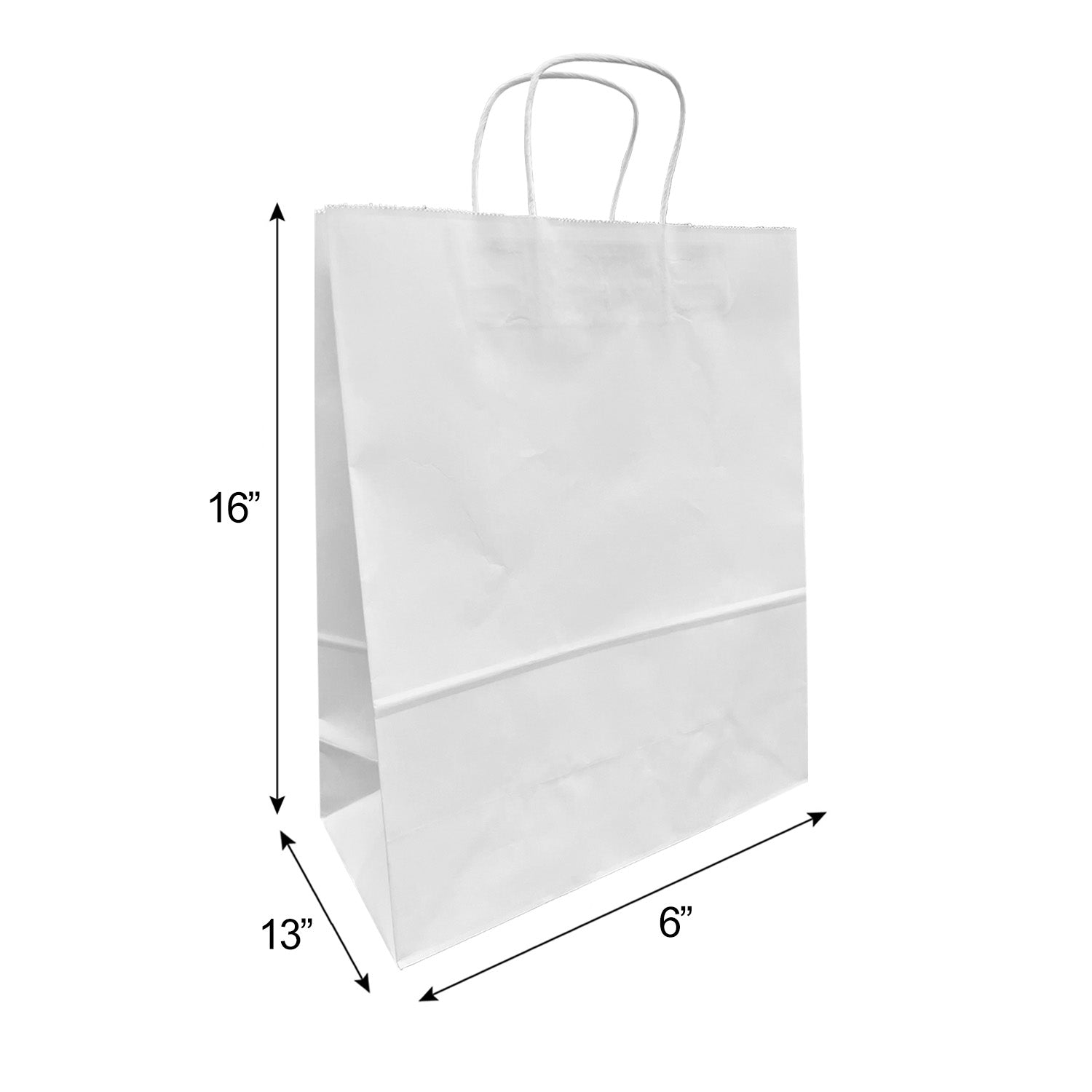 1366W | 250pcs Traveler 13x6x16 inches White Paper Bags with Twisted Handles – main