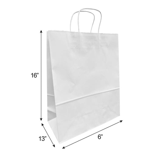 1366W | 250pcs Traveler 13x6x16 inches White Paper Bags with Twisted Handles – main