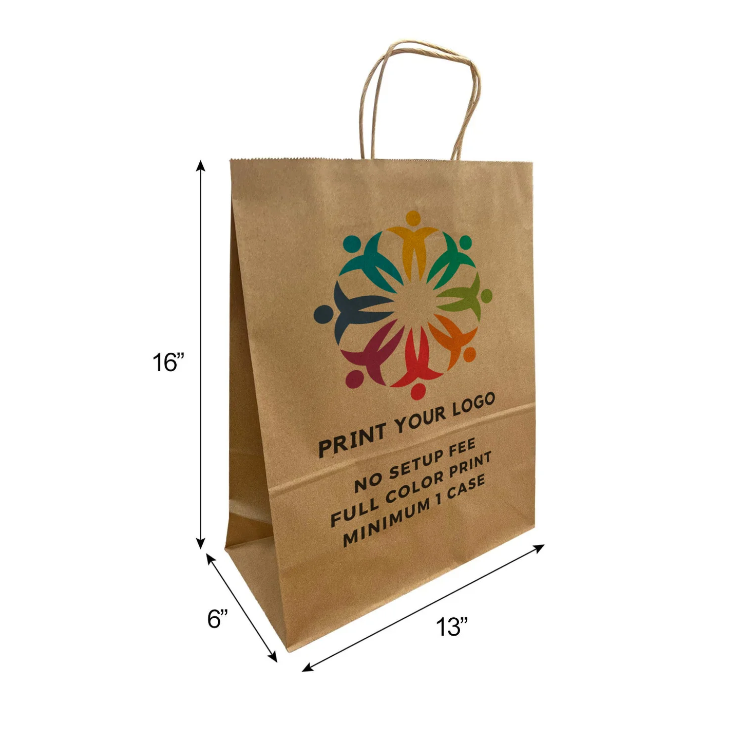 Traveler 13x6x16 inches Kraft Paper Bags Twist Handles, Full Color Custom Print, Printed in Canada – main