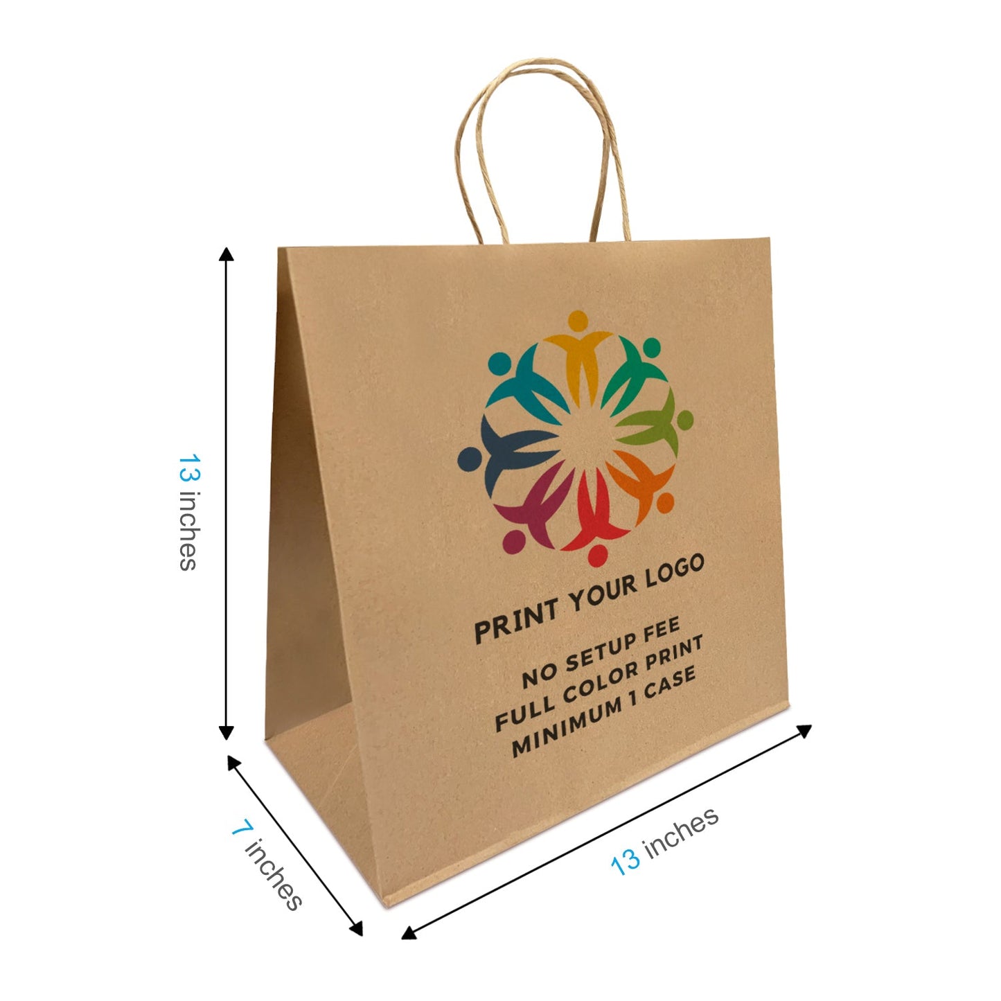 Star 13x7x13 inches Kraft Paper Bags Twist Handles, Full Color Custom Print, Printed in Canada – main