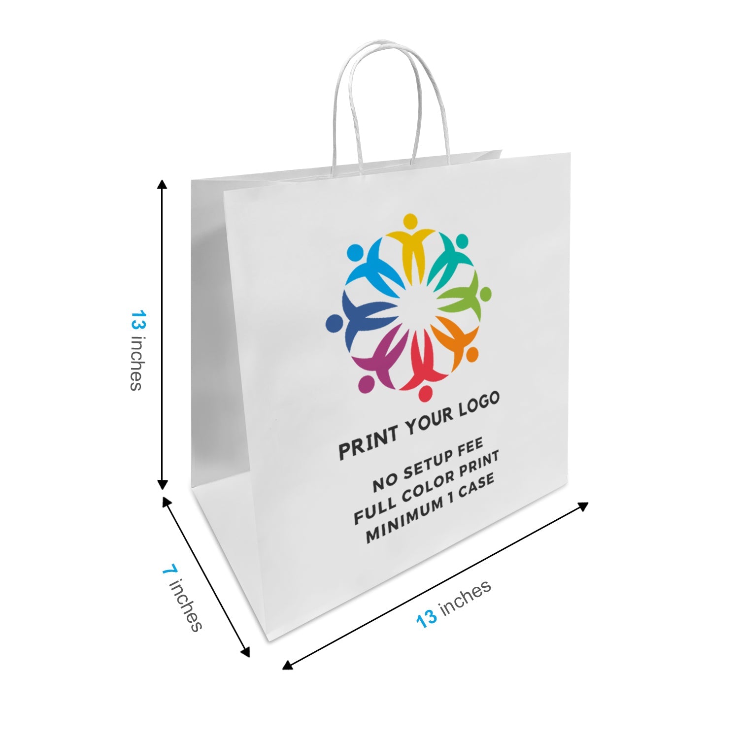 Star 13x7x13 inches White Paper Bags Twist Handles, Full Color Custom Print, Printed in Canada – main