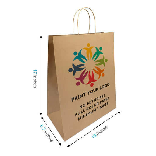 Mart 13x7x17 inches Kraft Paper Bags Twist Handles, Full Color Custom Print, Printed in Canada – main