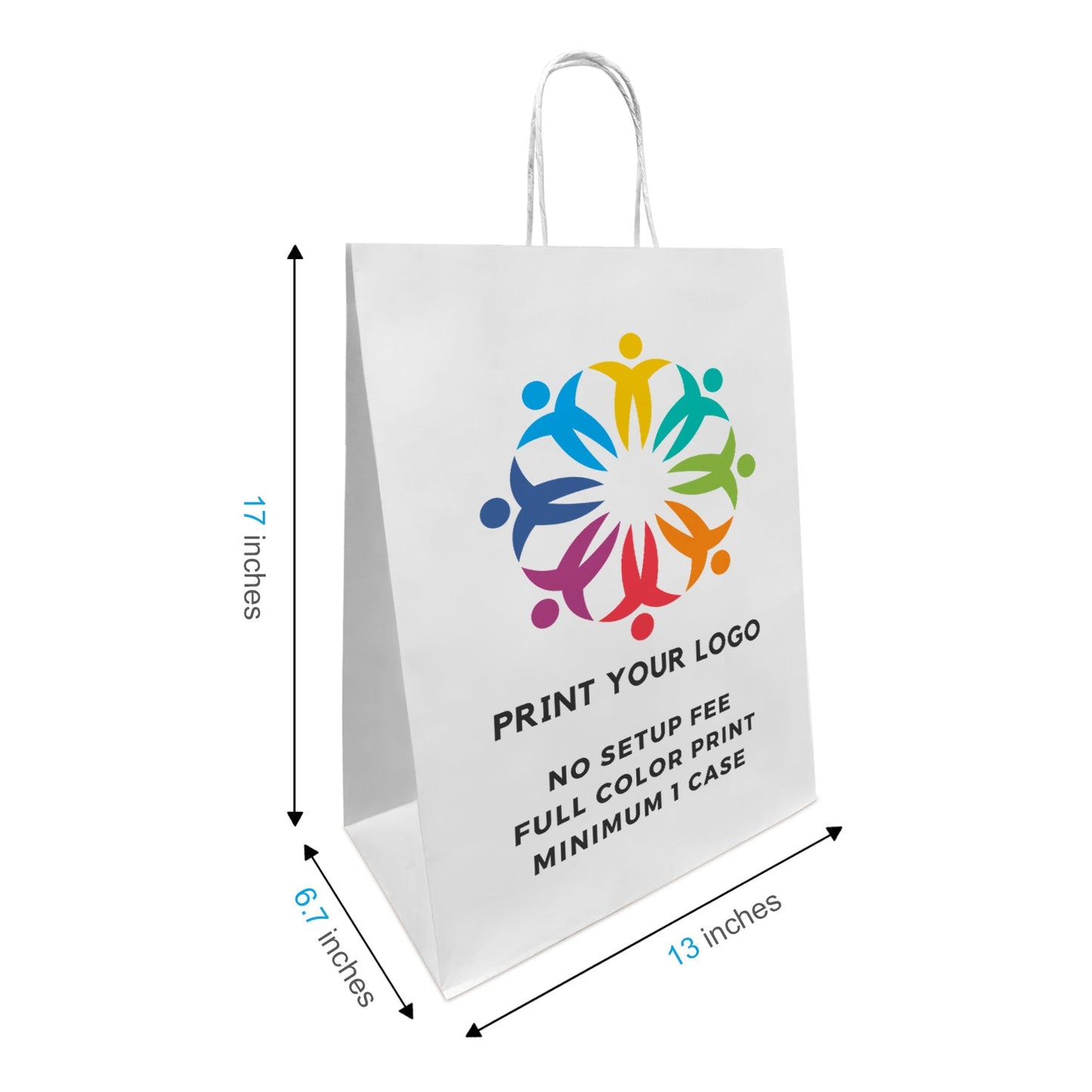 Mart 13x7x17 inches White Paper Bags Twist Handles, Full Color Custom Print, Printed in Canada – main