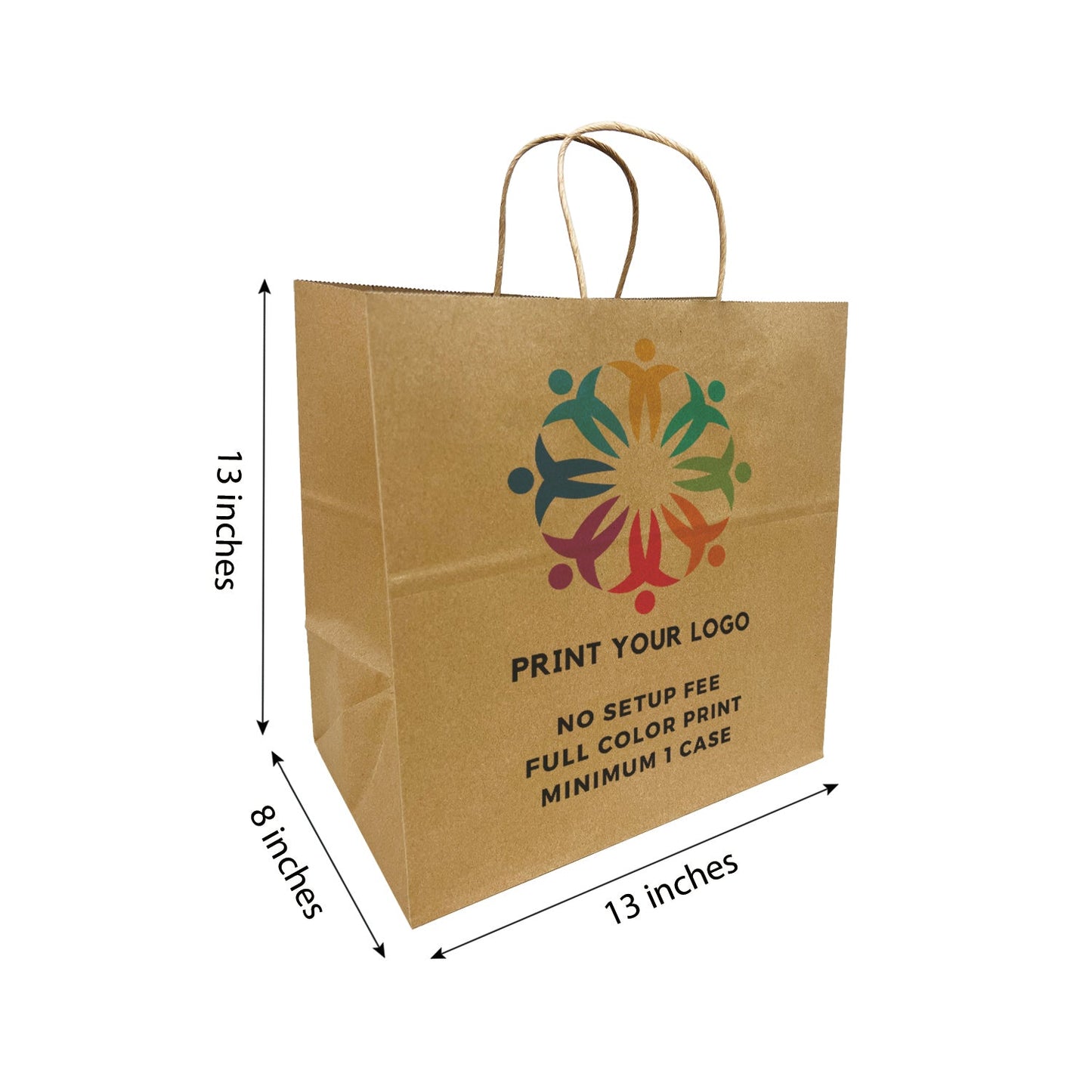 Take Out 13x8x13 inches Kraft Paper Bags Cardboard Insert Twisted Handles – main