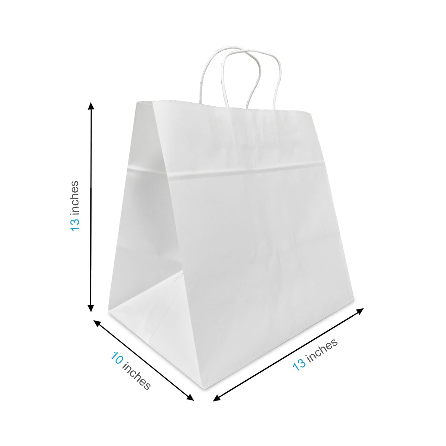 1303W | 250pcs Cake 13x10x13 inches White Paper Bags Twisted Handles – main