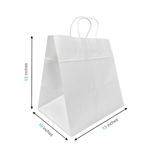 1303W | 250pcs Cake 13x10x13 inches White Paper Bags Twisted Handles – main