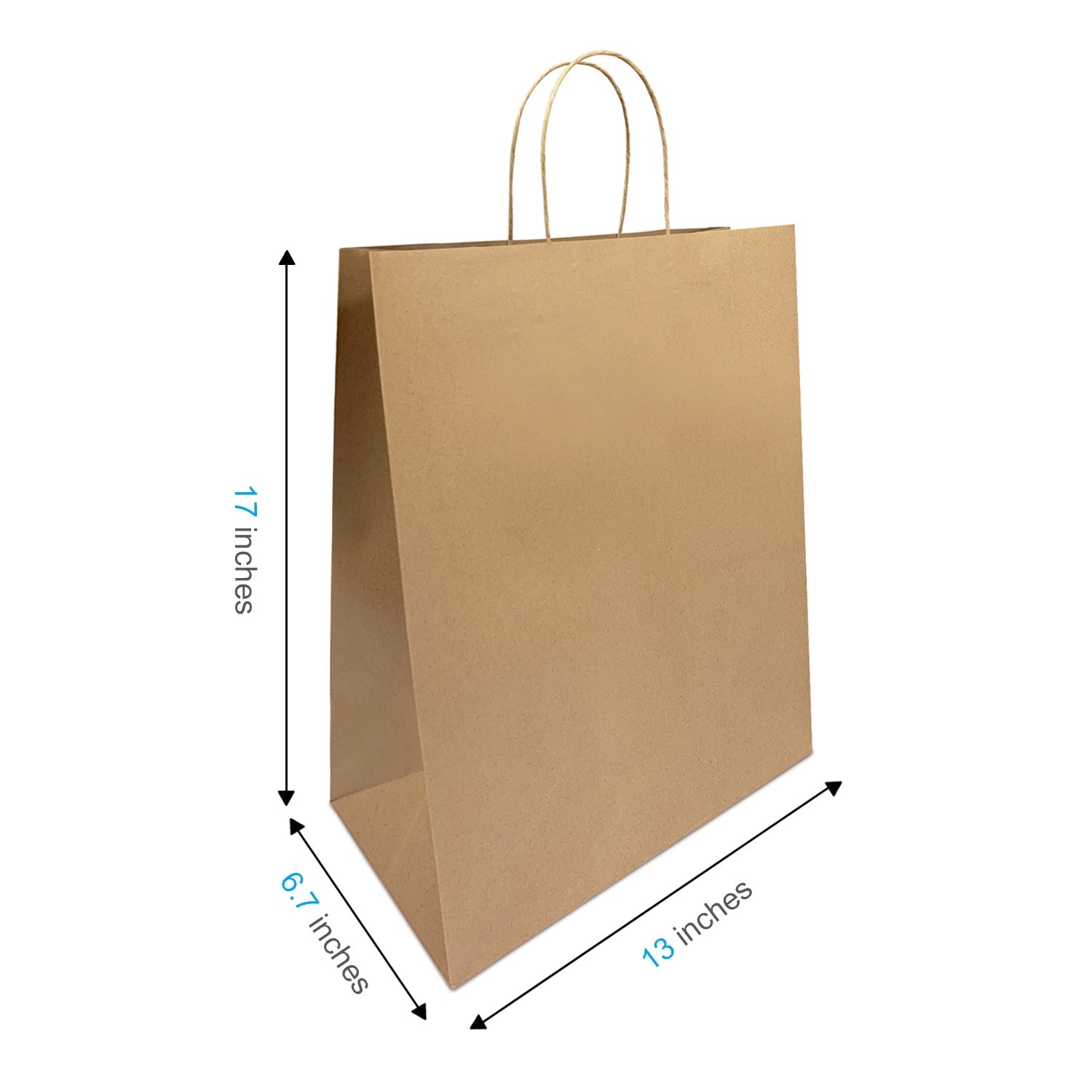 1377B | 250pcs Mart 13x7x17 inches Kraft Paper Bags Twisted Handles – main