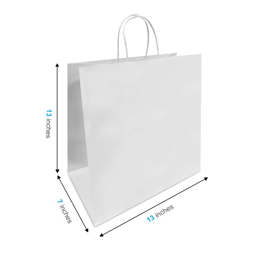 1373W | 250pcs Star 13x7x13 inches White Paper Bags with Twisted Handles – main