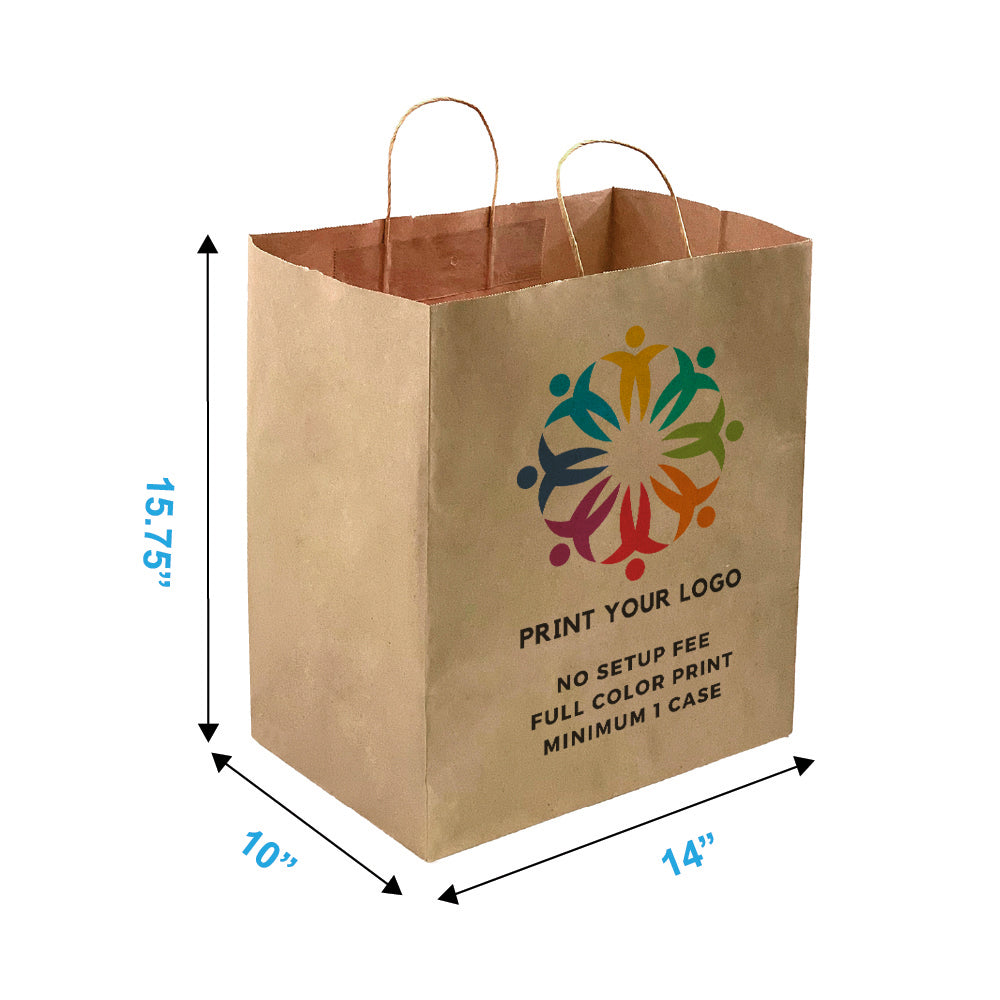 Super Royal 14x10x15.75 inches Kraft Paper Bags Twist Handles – main