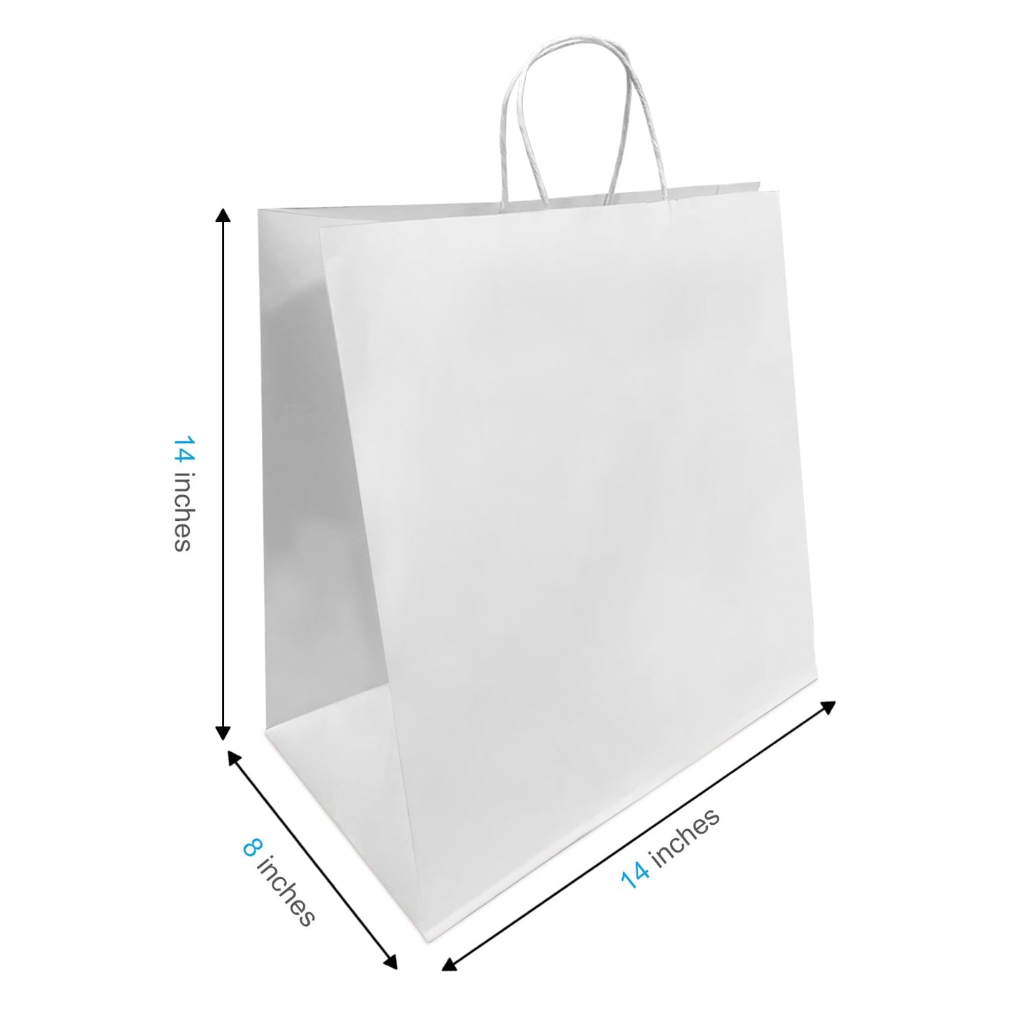 1484W | 200pcs Tiger 14x8x14 inches White Paper Bags Twisted Handles – main