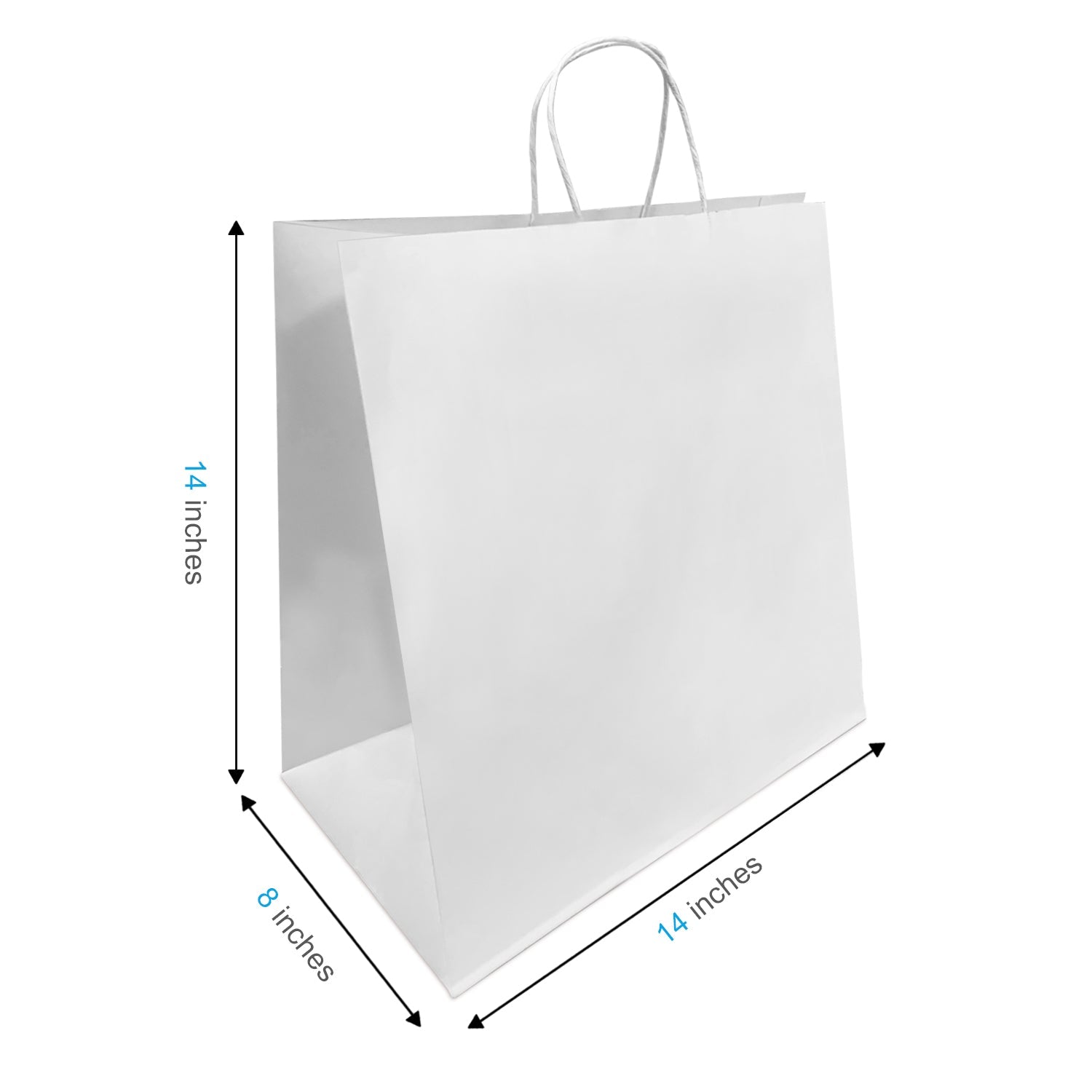 1484W | 200pcs Tiger 14x8x14 inches White Paper Bags Twisted Handles – main