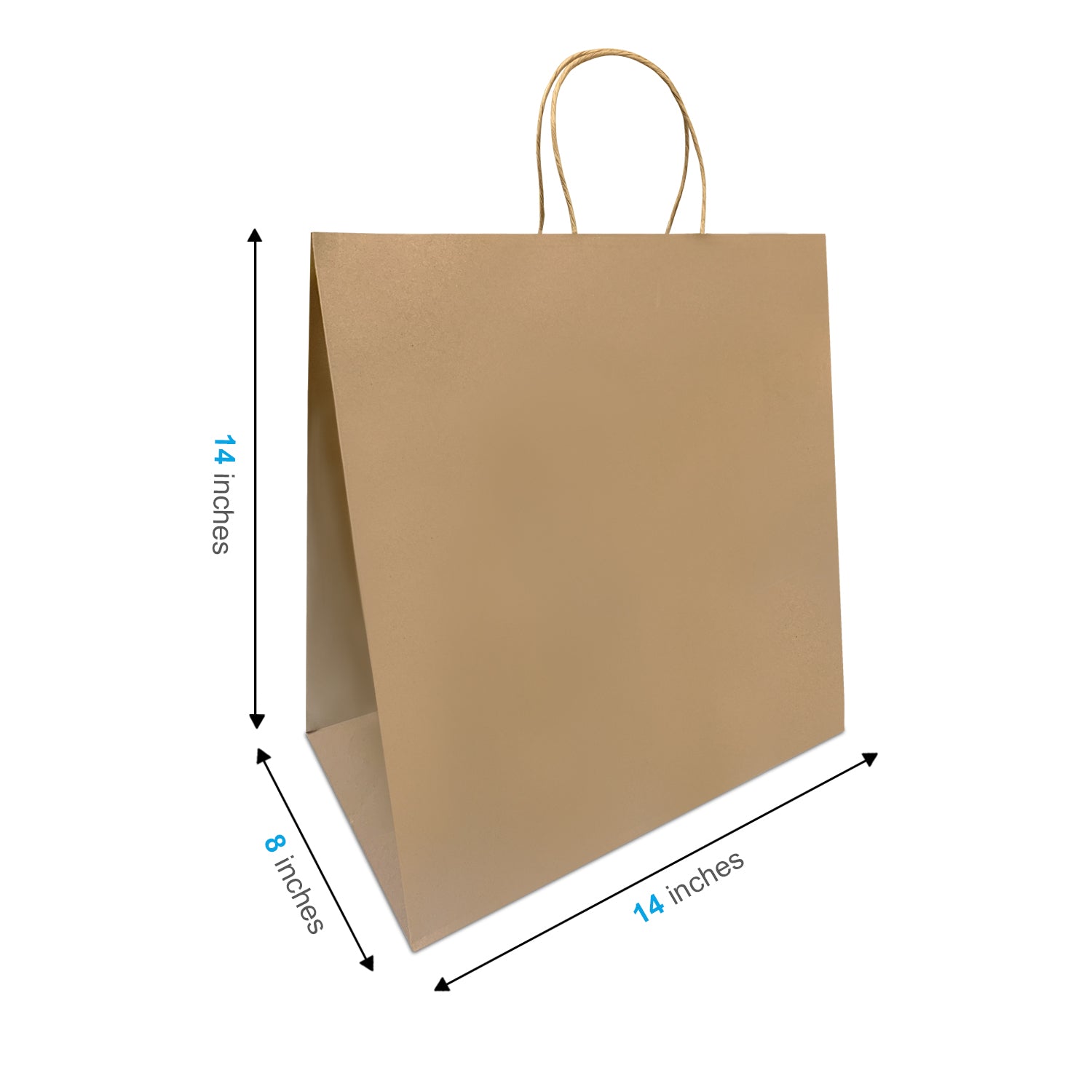 1484B | 200pcs Tiger 14x8x14 inches Kraft Paper Bags Twisted Handles – main
