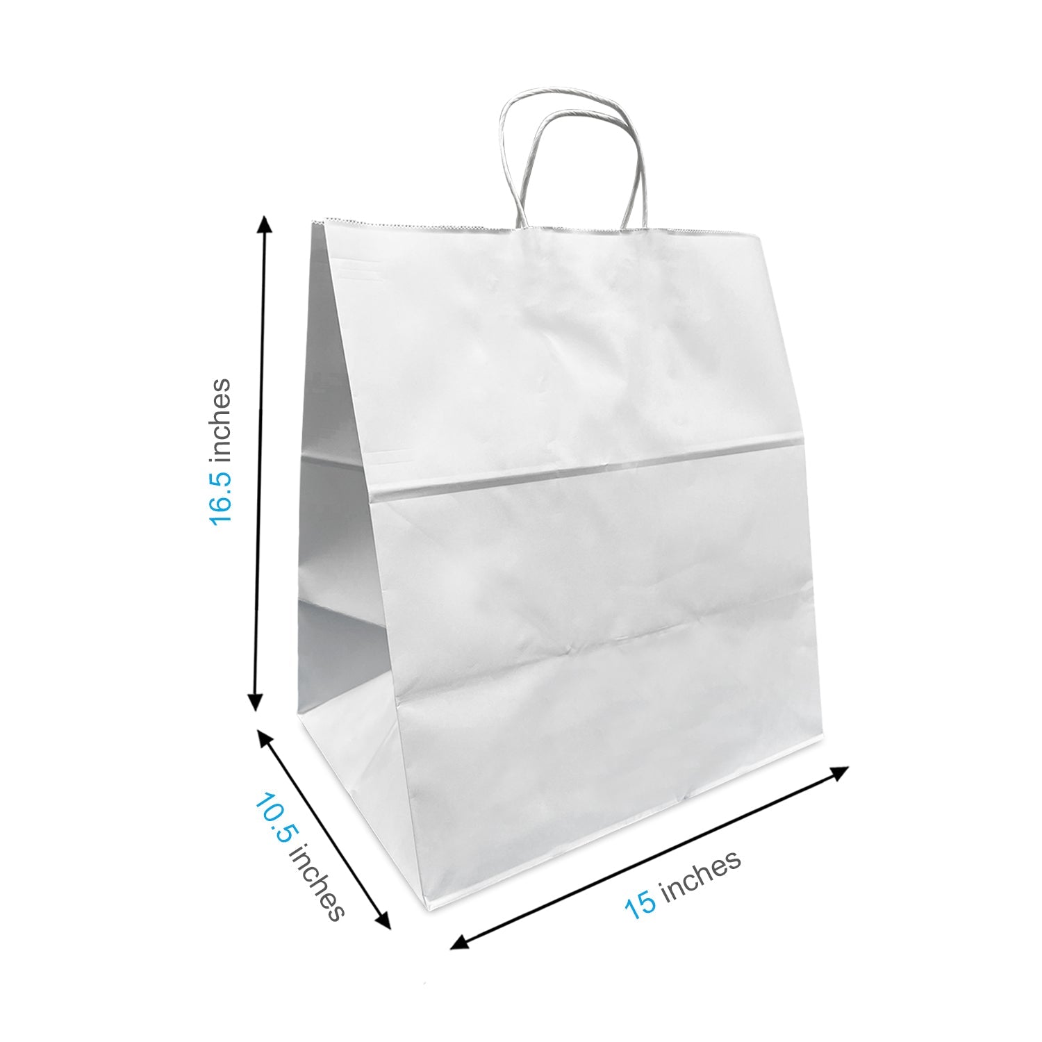 1506W | Dumbo 15x10.5x16.5 inches White Paper Bags Twisted Handles – main